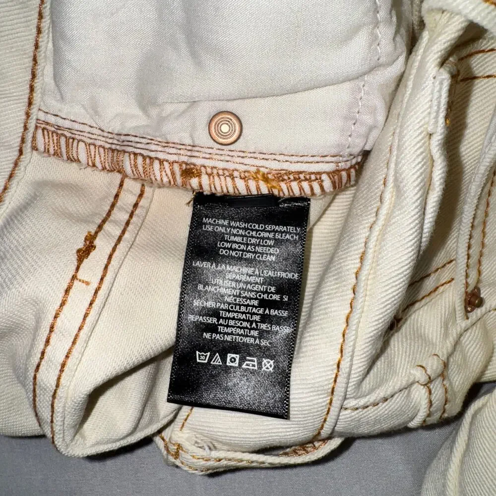 BDG Urban Outfitters Loose Straight Jeans NWT Size 24 Destroyed Ivory High Rise - Picture 12 of 16